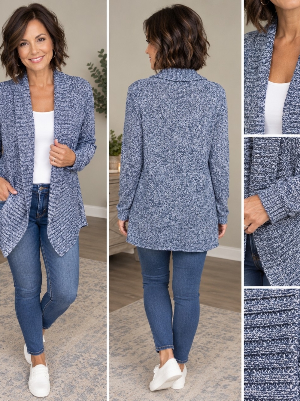 St. John's Bay Blue Marled Open-Front Cardigan